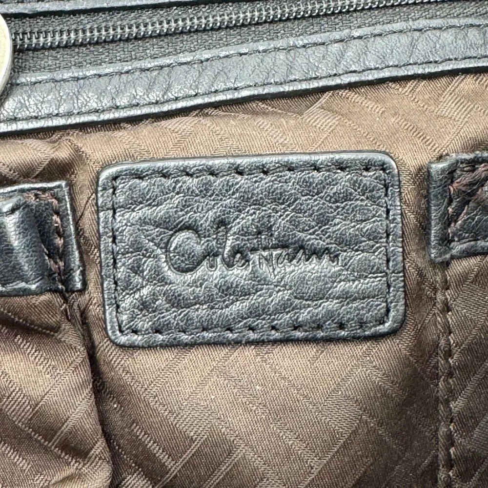 Cole Haan Black Pebbled Leather Tote Bag Silver Buckle Accent Shoulder Bag - Picture 6 of 14